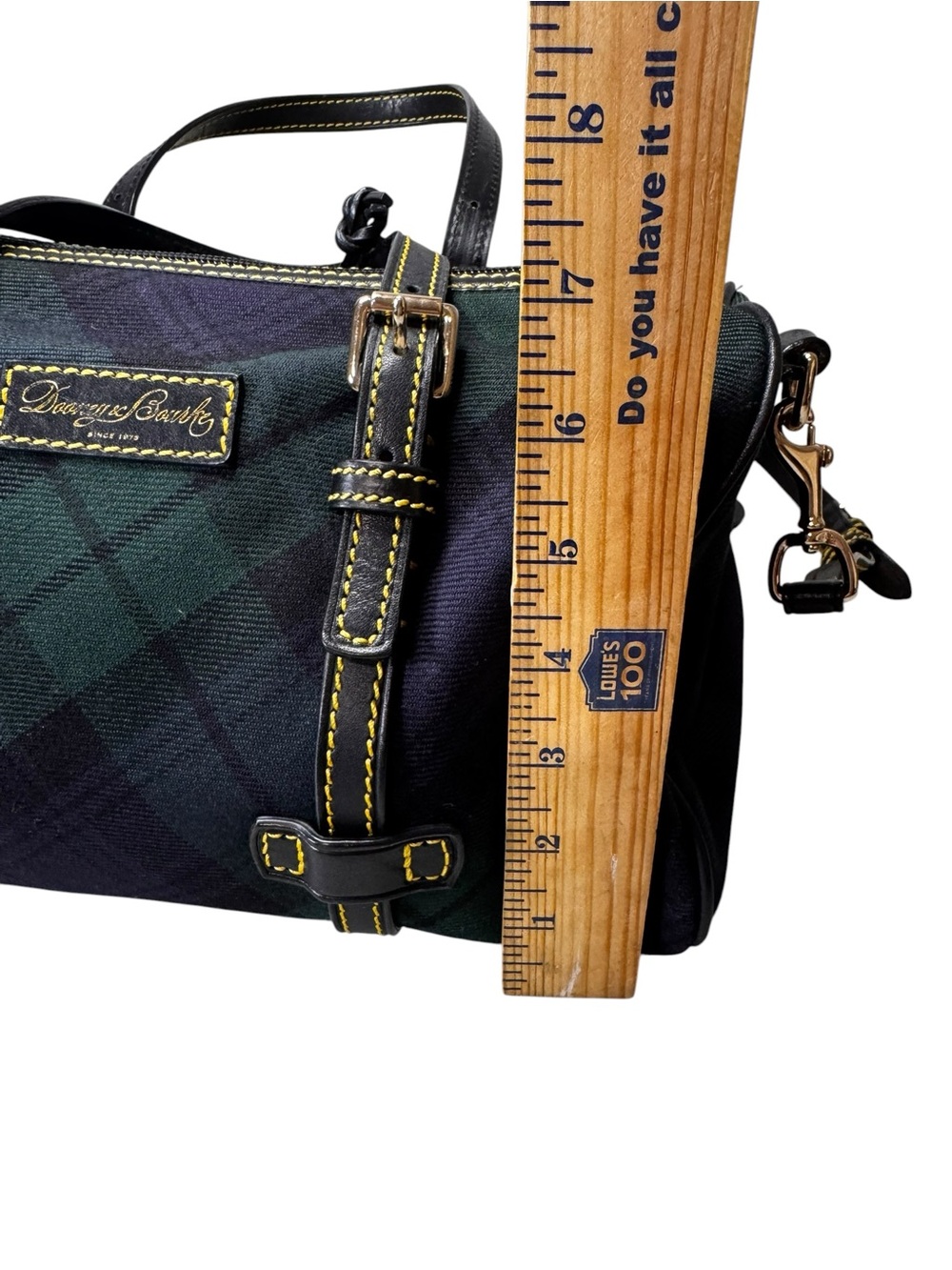 Dooney & Bourke Black Watch Plaid Canvas Satchel Crossbody Bag Blue Green - Picture 11 of 11